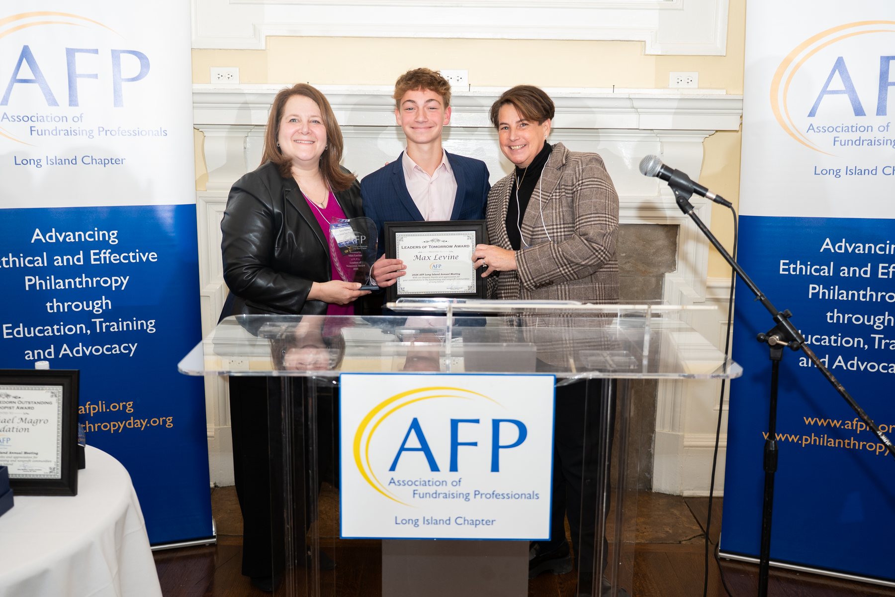 Max receiving the AFP Long Island Leaders of Tomorrow Award
